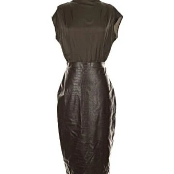 Cap Sleeve Draped Neck Sheath Cocktail Dress - Picture 3 of 5